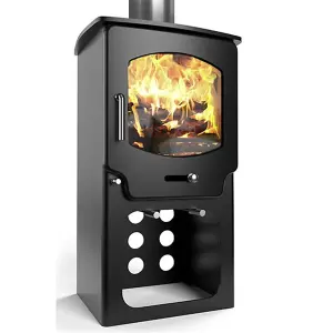 Modern Metallic Black 4.2kw DEFRA Multifuel Burning Tall Stove