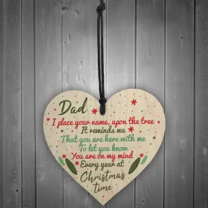 Red Ocean DAD Memorial Christmas Tree Bauble Handmade Wooden Hanging Heart Decoration Sign Gift For DAD Keepsake