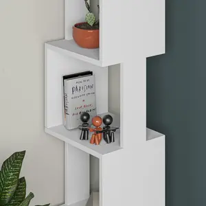 Chane Wall-Mounted Bookcase with 5 Shelves | Modern Storage Unit for Home or Office White