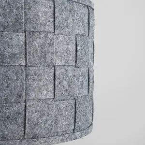 ValueLights Monza Modern Large Grey Felt Weave Design Cylinder Ceiling Pendant Drum Light Shade