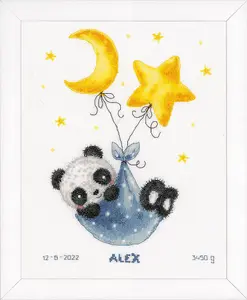 B/REC PANDA BEAR - Counted Cross Stitch Kit: Birth Record: Panda Bear Goes to Sleep - Vervaco