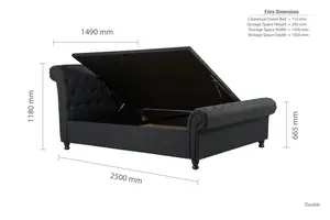 Birlea Castello Double Side Ottoman Bed Charcoal