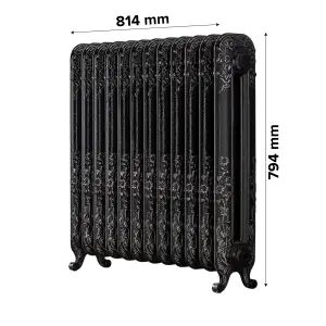 Arroll Daisy Cast iron Silver 12 Column Radiator, (W)814mm x (H)794mm