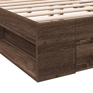 Berkfield Bed Frame with Drawers without Mattress Brown Oak 120x190 cm Small Double