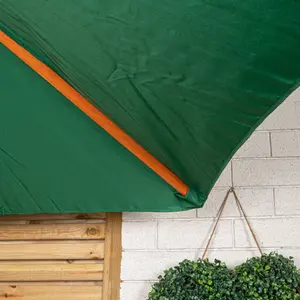 2.4m Wooden Garden Parasol 34mm Shaft & Pulley in Green