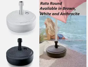 Parasol Umbrella Base Stand Sand Water Plastic Pole Garden Beach Patio Sun Shade White Rato round