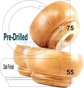 Wooden Leg Sofa Feet 55mm High Oak Set of 4 Replacement Turned Bun Feet Pre Drilled PKC903