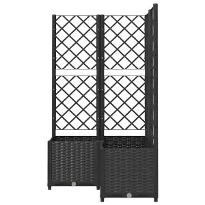 Berkfield Garden Planter with Trellis Black 80x80x136 cm PP