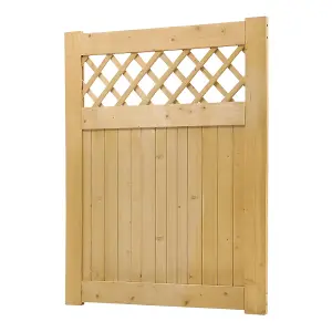 Rhombus Garden Wood Fence Gate with Door Latch 90cm W x 120cm H