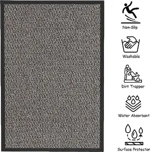 KAV Door Mat Dirt Trapper - Durable Indoor and Outdoor Non-Slip Rug - Super Absorbent- Home, Office(Brown / Black, 40cm x 60cm)