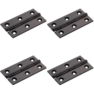 4 PACK - PAIR Cabinet Hinge - 64 x 35mm Matt Black Cupboard Wardrobe Vanity Unit Fixings