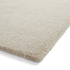 Cream Shaggy Washable Plain Modern Rug For Living Room Bedroom & Dining Room-60cm X 115cm