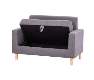 Modern Smart Sofa in a Box, Taupe Fabric Sofa with Hidden Storage - 2 Seater