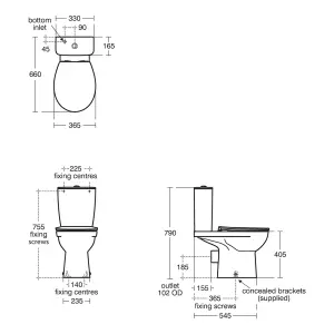 Ideal Standard Tirso White Close-coupled Round Toilet set with Soft close seat & Close coupled cistern