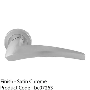 Premium Elegant Curve Door Handle Set - Satin Chrome Bar Lever On Round Rose