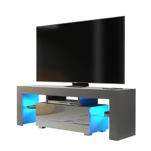 TV Unit 130cm Sideboard Cabinet Cupboard TV Stand High Gloss Doors - Dark Grey