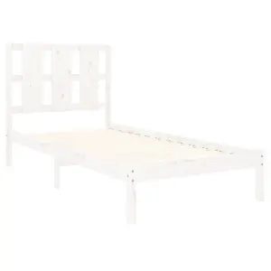 Berkfield Bed Frame White Solid Wood 90x190 cm 3FT Single