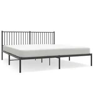 Berkfield Metal Bed Frame with Headboard Black 180x200 cm 6FT Super King