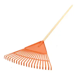 Plastic Garden Rake for Leaves, Lawn, Hay, 55 cm / 21.65 in with 22 Tins, Ideal Gardening Tool (With Handle)