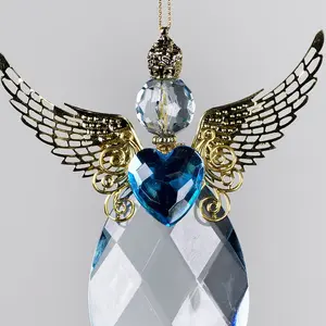 Long Acrylic Glass Angel Hanging Figurine Ornament Blue/Gold