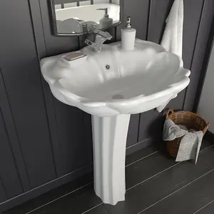 Berkfield Freestanding Basin with Pedestal Ceramic White 580x510x200mm