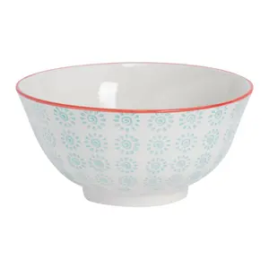 Nicola Spring - Hand-Printed Cereal Bowl - 16cm - Turquoise