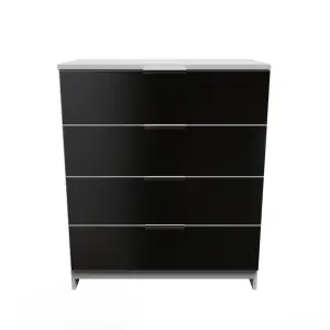 Poole 4 Drawer Chest in Black Gloss & White (Ready Assembled)