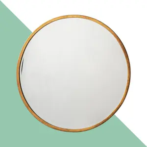 Thora Metal Flat Wall Mirror Higgins Round Mirror Black / 60cm H x 60cm W