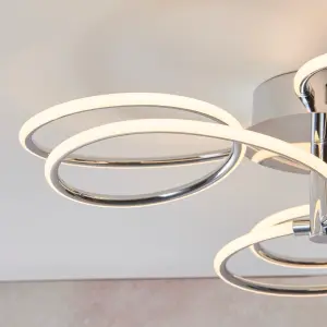 Anson Lighting Leon Semi Flush light finished in Chrome plate and white silicone