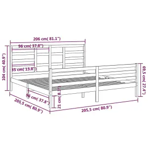 Berkfield Bed Frame White Solid Wood 200x200 cm