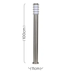 ValueLights Wharf 4 x Outdoor Stainless Steel Bollard Lantern Light Posts - 1 Metre - Complete with 4w LED Candle Bulbs 3000K