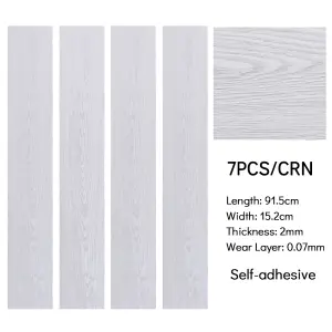 Set of 7 Waterproof Wood Grain Effect Self Adhesive Plank PVC Rustic Style Flooring Covering 1m²