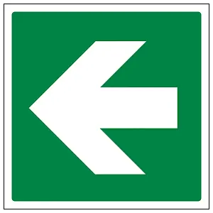 Green STRAIGHT Arrow Fire Exit Sign - Adhesive Vinyl - 150x150mm (x3)