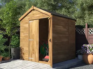 Dunster House Wooden Shed 1.8m x 1.8m Pressure Treated Outdoor Garden Storage Overlord Apex Roof No Window