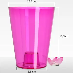 Plant Orchid Pot Plastic  Gloss Oval Planter 12 cm Pink transparent