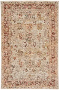 Ivory Traditional Luxurious Traditional Persian Bordered Geometric Rug For Bedroom Dining Room And Living Room -119cm X 180cm