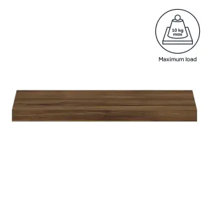 GoodHome Cusko Walnut effect Rectangular Floating shelf (L)60cm x (D)23.5cm