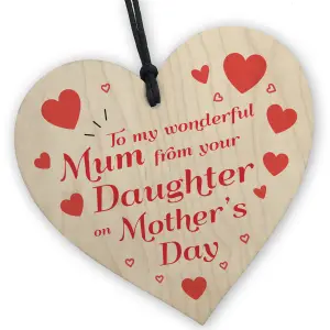 Red Ocean Mothers Day Gifts From Daughter  Wooden Hanging Heart Keepsake Gift For Mum  Mother's Day Gifts From Daughter