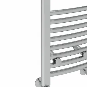 Rinse Bathrooms Smart WiFi Thermostatic Electric Bathroom Curved Heated Towel Rail Radiator with Timer 1400x300mm - Chrome