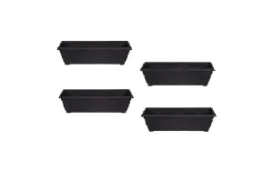 4 x 60cm Slim Plastic Venetian Window Box Trough Planter Pot Black Colour