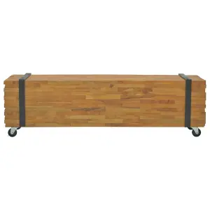 Berkfield TV Stand 110x30x32.5 cm Solid Teak Wood