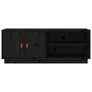 Berkfield TV Cabinet Black 105x34x40 cm Solid Wood Pine