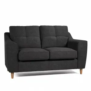 Baxter Charcoal Tufted Fabric 2 Seater Sofa