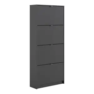 Shoes Shoe cabinet  w. 4 tilting doors and 2 layers Matt Black