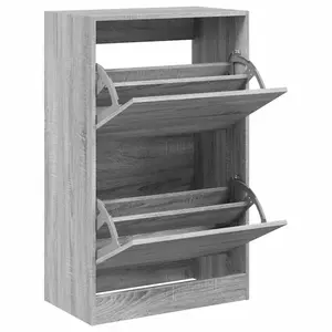 Berkfield Shoe Cabinet Grey Sonoma 60x34x96.5 cm Engineered Wood