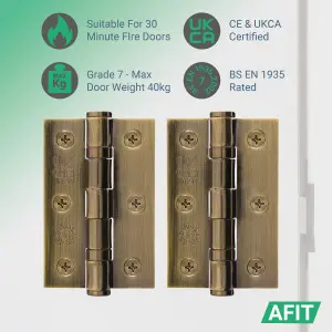 AFIT Florentine Bronze Door Hinges - 3 Inch / 76mm  Internal Fire Door Hinges - 3 Pairs