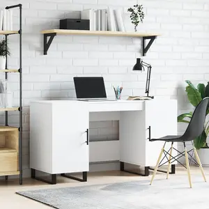 Berkfield Desk White 140x50x75 cm Engineered Wood