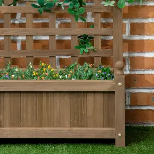 Outsunny Raised Garden Bed with Trellis Garden Planters Indoor Outdoor Brown