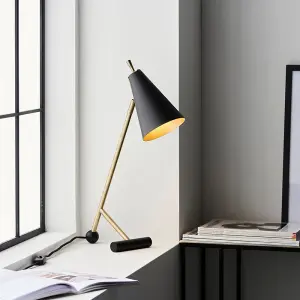 2 PACK Antique Brass & Matt Black Task Lamp - Modern Adjustable Table Desk Light