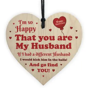 Funny Gift For Husband Wooden Heart Anniversary Gift For Husband Keepsake Gift For Him